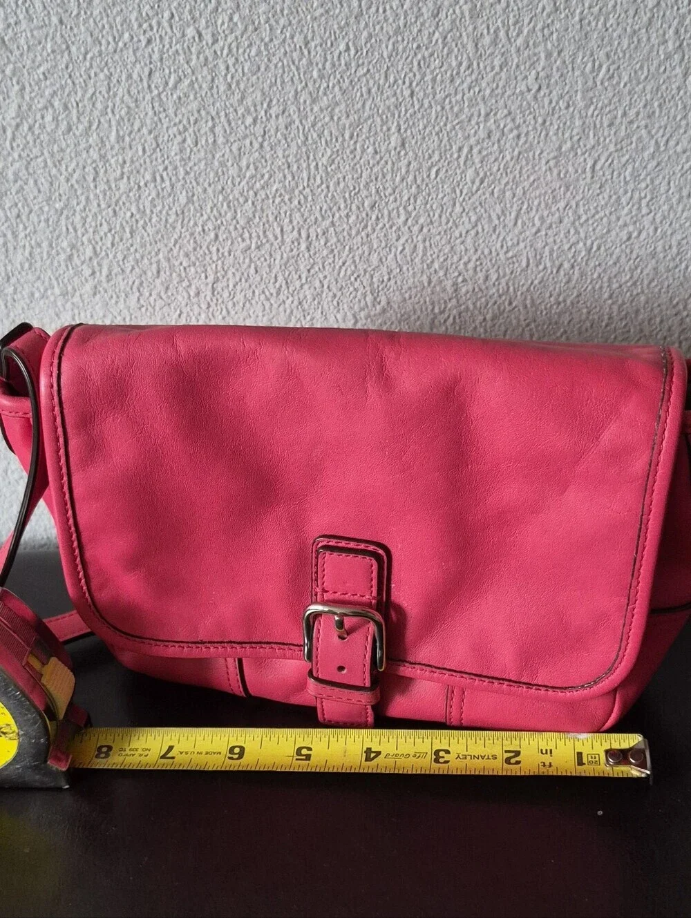 COACH Vintage Y2k Hadley Field Bag in a vibrant strawberry pink color.